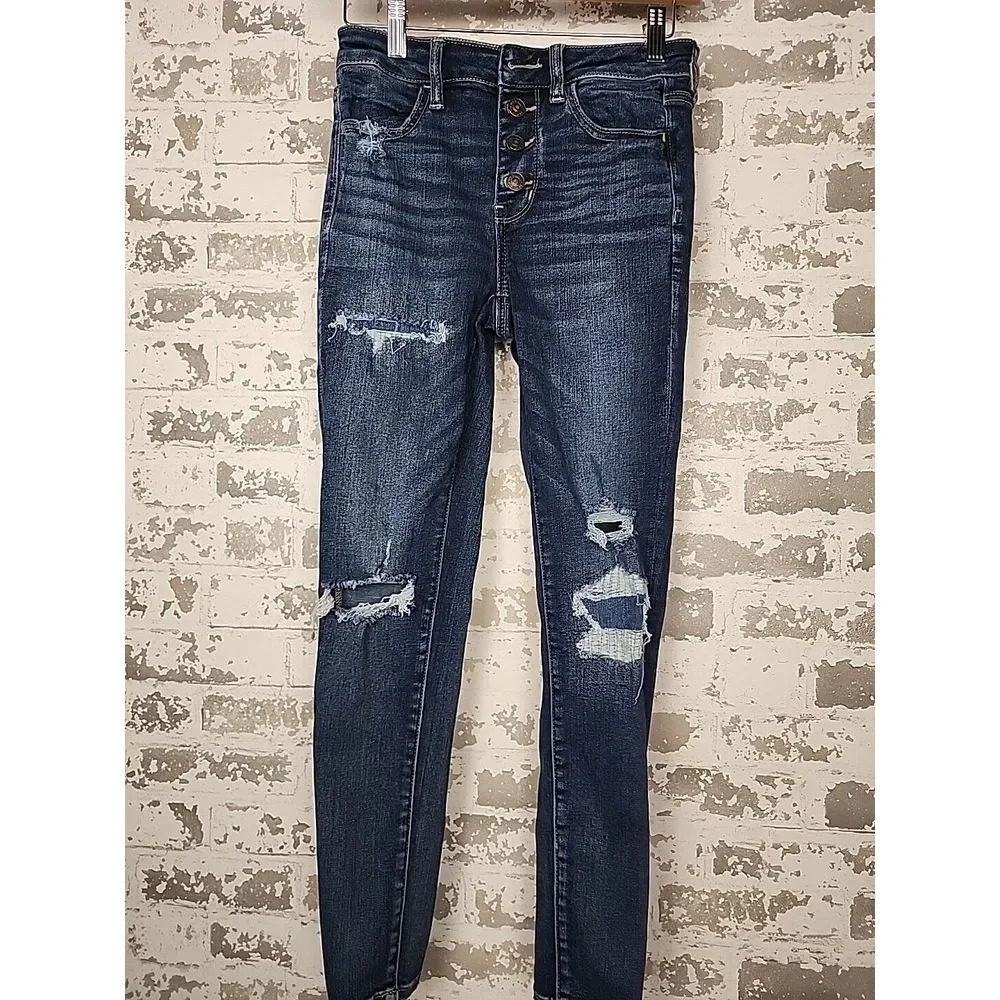 American Eagle Next Level Stretch Distressed Hi-Rise Jegging Womens Size 4 Short
